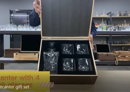 Пользовательский квадратный хрустальный стеклянный комплект для виски, бутылка, графин для виски, набор для виски